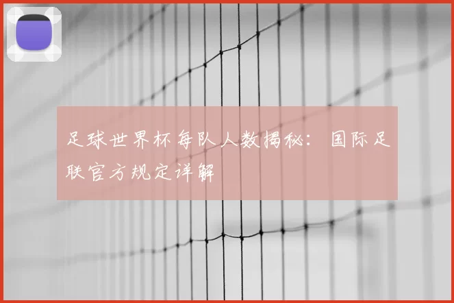 足球世界杯每队人数揭秘：国际足联官方规定详解